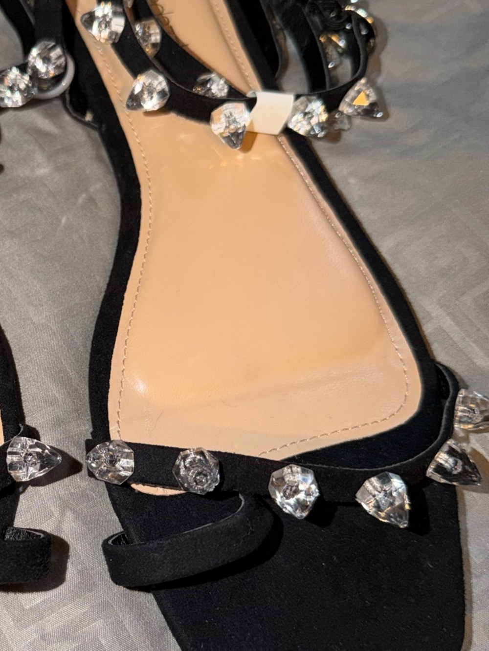 Shoedazzle Women's Black Jeweled Ankle-Strap Sandals